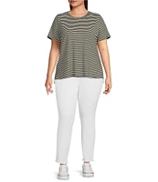 Vince Camuto Plus Size Short Sleeve Stripe Crew Neck Tee