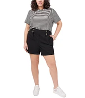 Vince Camuto Plus Size Short Sleeve Stripe Crew Neck Tee