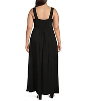 Vince Camuto Plus Size Square Neck Sleeveless Empire Waist Maxi Dress