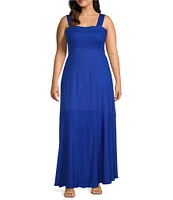 Vince Camuto Plus Size Square Neck Sleeveless Empire Waist Maxi Dress