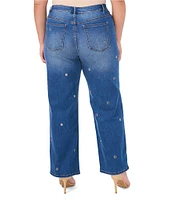 Vince Camuto Plus Size Wide Leg Grommet Detail Jeans