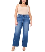 Vince Camuto Plus Size Wide Leg Grommet Detail Jeans