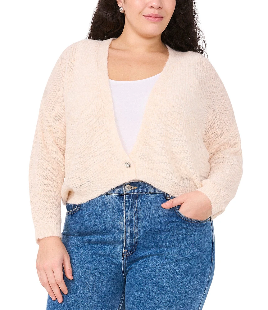 Vince Camuto Plus Size V-Neck Long Sleeve Button Front Cardigan