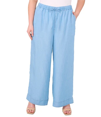 Vince Camuto Plus Size Woven Drawstring Wide Leg Pants