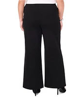 Vince Camuto Plus Twill Ponte High Rise Flat Front Pull On Wide Leg Pant