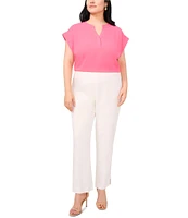 Vince Camuto Plus Size Woven V-Neck Short Sleeve Blouse