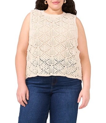 Vince Camuto Pointelle Crew Neckline Sleeveless Tank