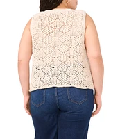 Vince Camuto Pointelle Crew Neckline Sleeveless Tank