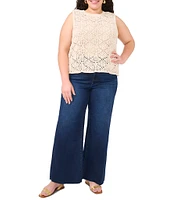 Vince Camuto Pointelle Crew Neckline Sleeveless Tank