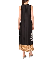 Vince Camuto Printed Crew Neckline Sleeveless Shift Maxi Dress