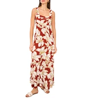 Vince Camuto Printed Square Neck Sleeveless Shift Maxi Dress