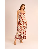 Vince Camuto Printed Square Neck Sleeveless Shift Maxi Dress