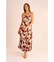Vince Camuto Printed Square Neck Sleeveless Shift Maxi Dress
