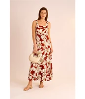 Vince Camuto Printed Square Neck Sleeveless Shift Maxi Dress