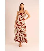 Vince Camuto Printed Square Neck Sleeveless Shift Maxi Dress