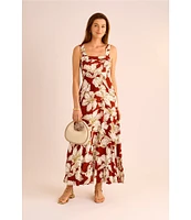Vince Camuto Printed Square Neck Sleeveless Shift Maxi Dress