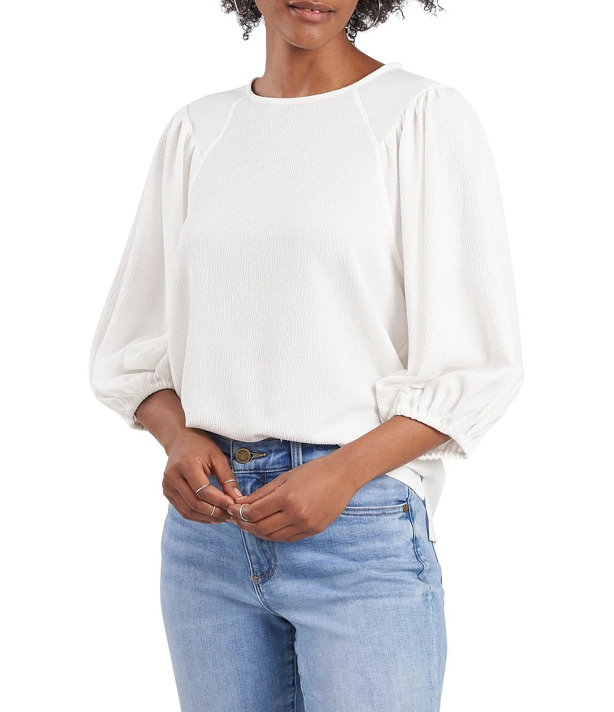 Vince Camuto Round Neck 3/4 Puff Sleeve Knit Top