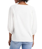 Vince Camuto Round Neck 3/4 Puff Sleeve Knit Top