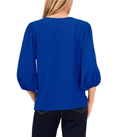 Vince Camuto Round Neck 3/4 Puff Sleeve Knit Top