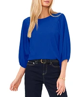 Vince Camuto Round Neck 3/4 Puff Sleeve Knit Top