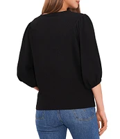 Vince Camuto Round Neck 3/4 Puff Sleeve Knit Top