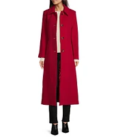 Vince Camuto Pure Wool Single Breasted Point Collar Button Front Maxi Coat