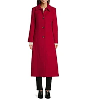 Vince Camuto Pure Wool Single Breasted Point Collar Button Front Maxi Coat