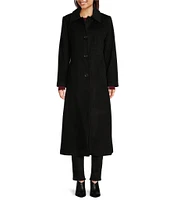 Vince Camuto Pure Wool Single Breasted Point Collar Button Front Maxi Coat