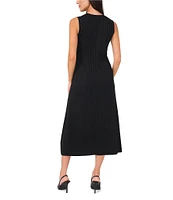 Vince Camuto Ribbed Crew Neck Sleeveless Sweater Midi Dress