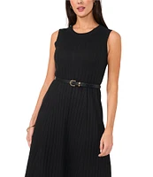 Vince Camuto Ribbed Crew Neck Sleeveless Sweater Midi Dress