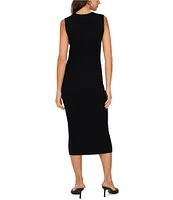 Vince Camuto Ribbed Knit Round Neck Sleeveless Midi Tank Dress