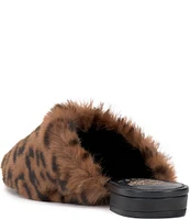 Vince Camuto Samara Shearling Animal Print Slip On Flat Mules