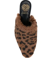 Vince Camuto Samara Shearling Animal Print Slip On Flat Mules