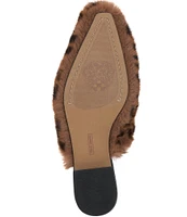 Vince Camuto Samara Shearling Animal Print Slip On Flat Mules