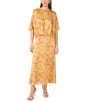 Vince Camuto Satin Floral Pull-On Midi Skirt