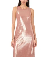 Vince Camuto Satin Jersey Crew Neck Sleeveless A-Line Maxi Dress