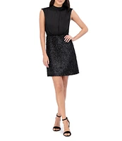 Vince Camuto Satin Mock Neck Sequin Blouson Mini Dress