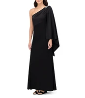 Vince Camuto Satin One Shoulder Long Sleeve Gown