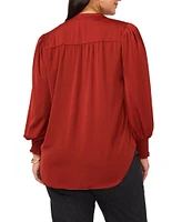 Vince Camuto Satin V-Neck Long Sleeve Smock Cuff Blouse