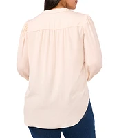 Vince Camuto Satin V-Neck Long Sleeve Smock Cuff Blouse