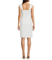 Vince Camuto Scuba Knit Square Neck Sleeveless Bodycon Dress