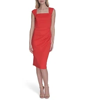 Vince Camuto Scuba Knit Square Neck Sleeveless Bodycon Dress