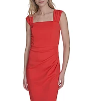 Vince Camuto Scuba Knit Square Neck Sleeveless Bodycon Dress