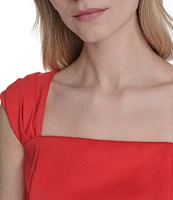 Vince Camuto Scuba Knit Square Neck Sleeveless Bodycon Dress