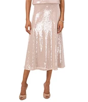 Vince Camuto Sequin Bias Cut A-Line High-Rise Midi Skirt