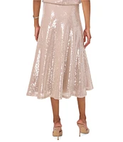 Vince Camuto Sequin Bias Cut A-Line High-Rise Midi Skirt