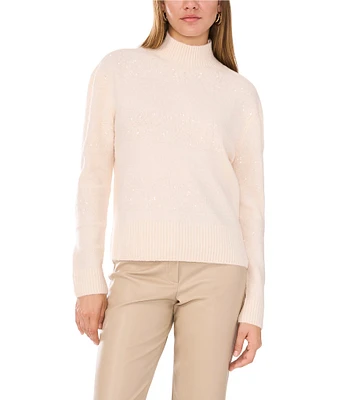 Vince Camuto Sequin Mock Neck Long Sleeve Pullover Sweater