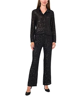 Vince Camuto Sequin Straight Leg High Rise Flat Front Full Length Pant