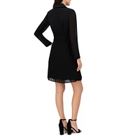 Vince Camuto Signature Stretch Notch Lapel Collar Long Sleeve Faux Wrap Jacket Dress