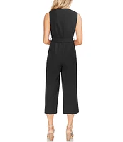 Vince Camuto Sleeveless Belted Wide Leg Crop Jumpsuit